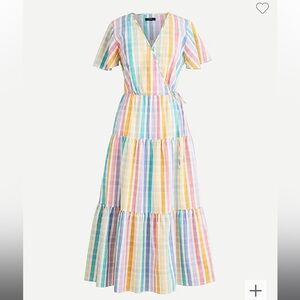J.Crew Faux Wrap Dress in Rainbow Gingham, Size 8